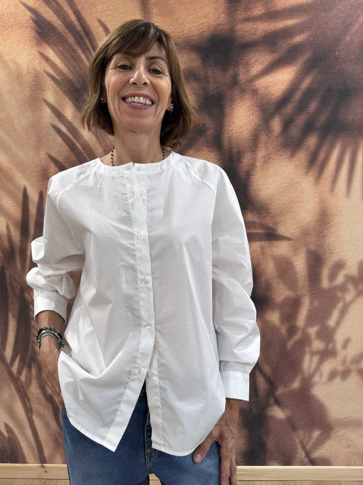 CAMICIA COREANA - Popeline di Cotone Bianca