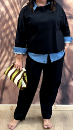 VALERIO - Pantalone Punto Milano Nero