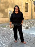 BLUSA GESSATA - Blusa box in punto Milano e cotone