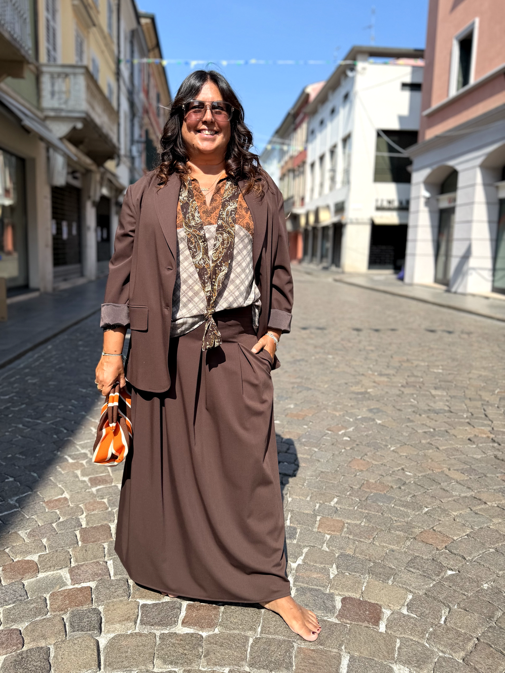 BRUNA - Giacca over in tessuto Tazmania Marrone