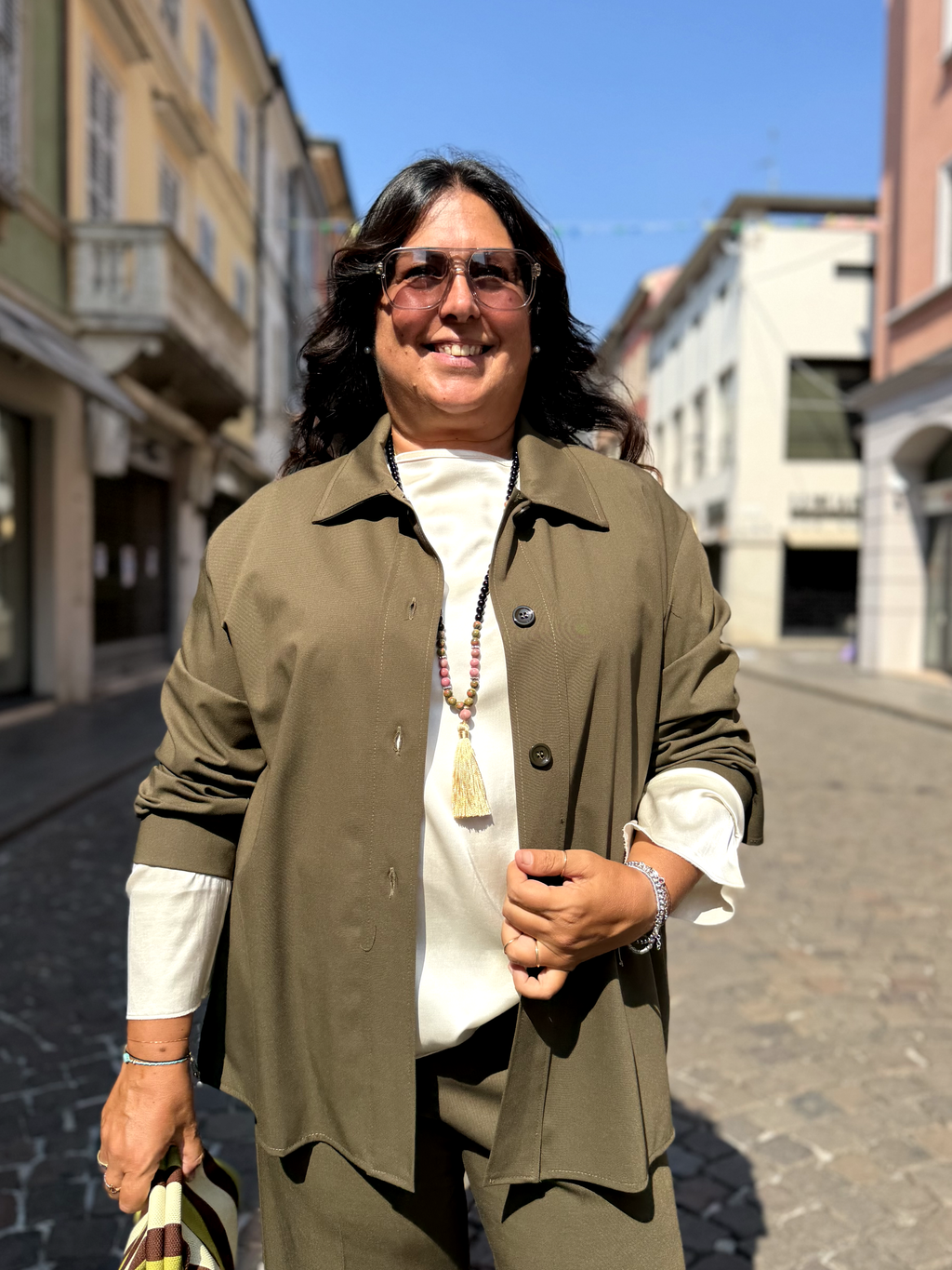 ROMA - Giacca camicia in tessuto Tazmania Verde oliva