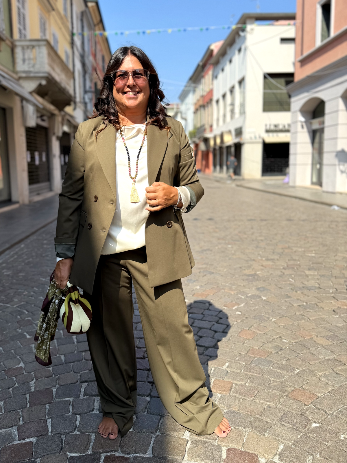 ARIANNA - Pantaloni a palazzo in tessuto Tazmania