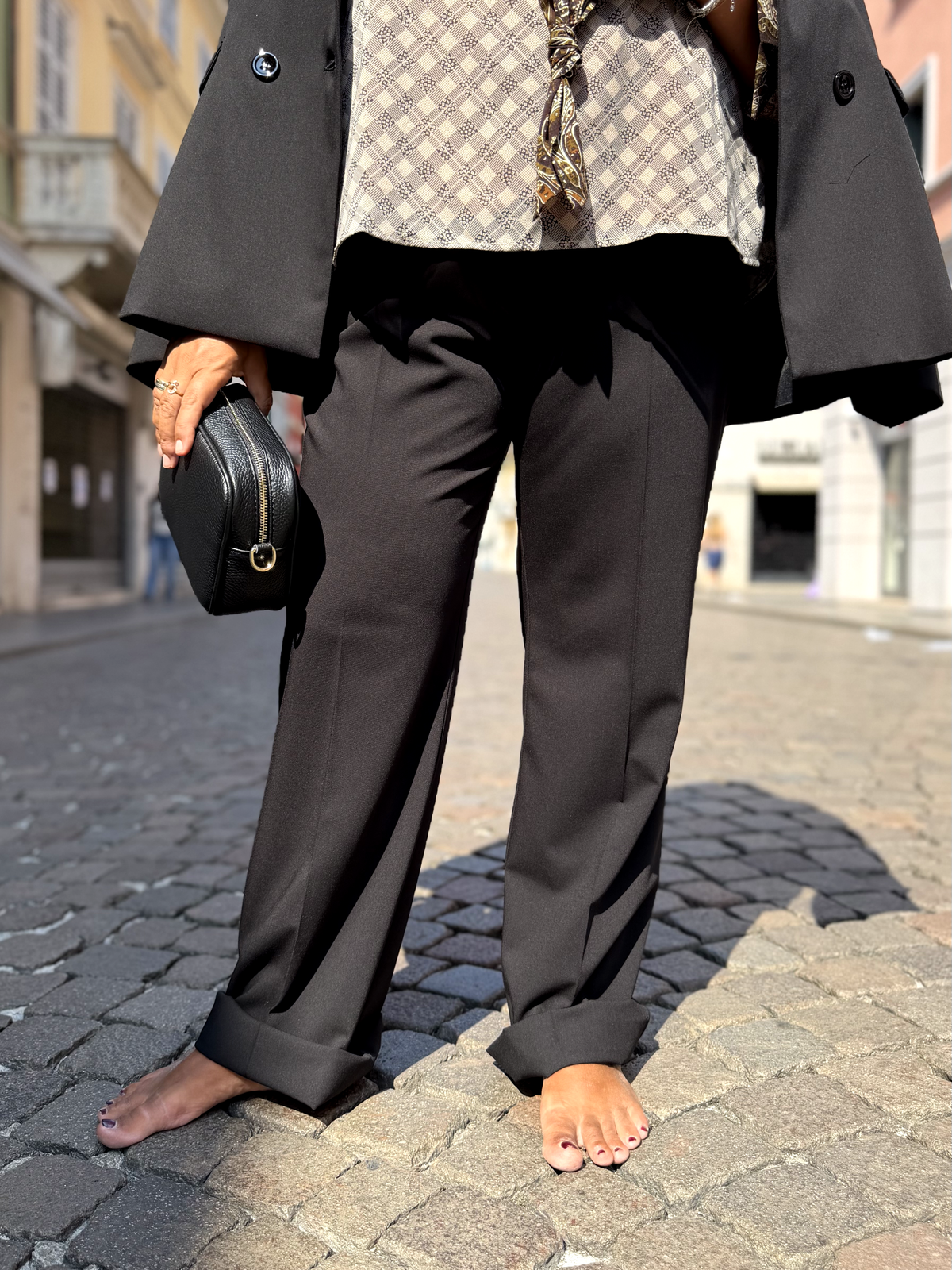 CAGLIARI - Pantaloni a sigaretta in tessuto Tazmania
