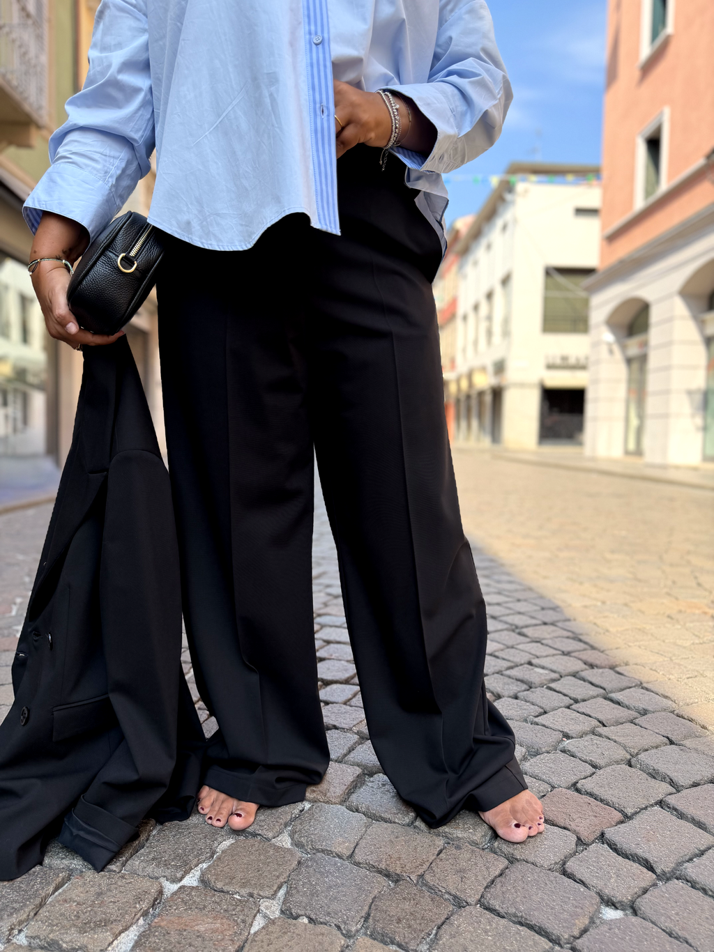 ARIANNA - Pantaloni a palazzo in tessuto Tazmania