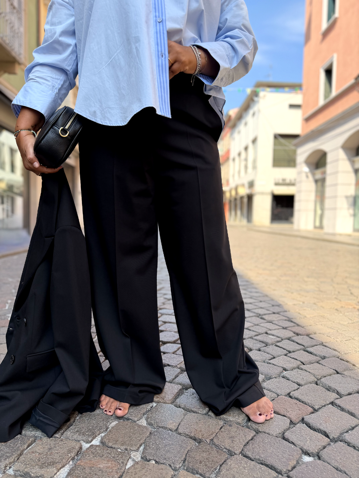 ARIANNA - Pantaloni a palazzo in tessuto Tazmania