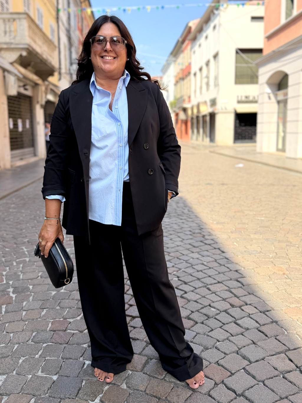 ARIANNA - Pantaloni a palazzo in tessuto Tazmania
