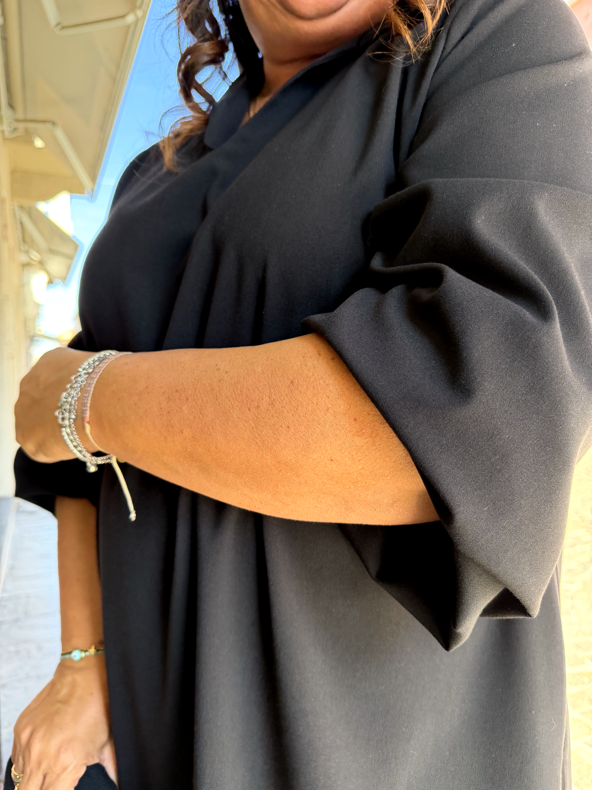 ABITO IN VISCOSA - Scollo a V e colletto a camicia
