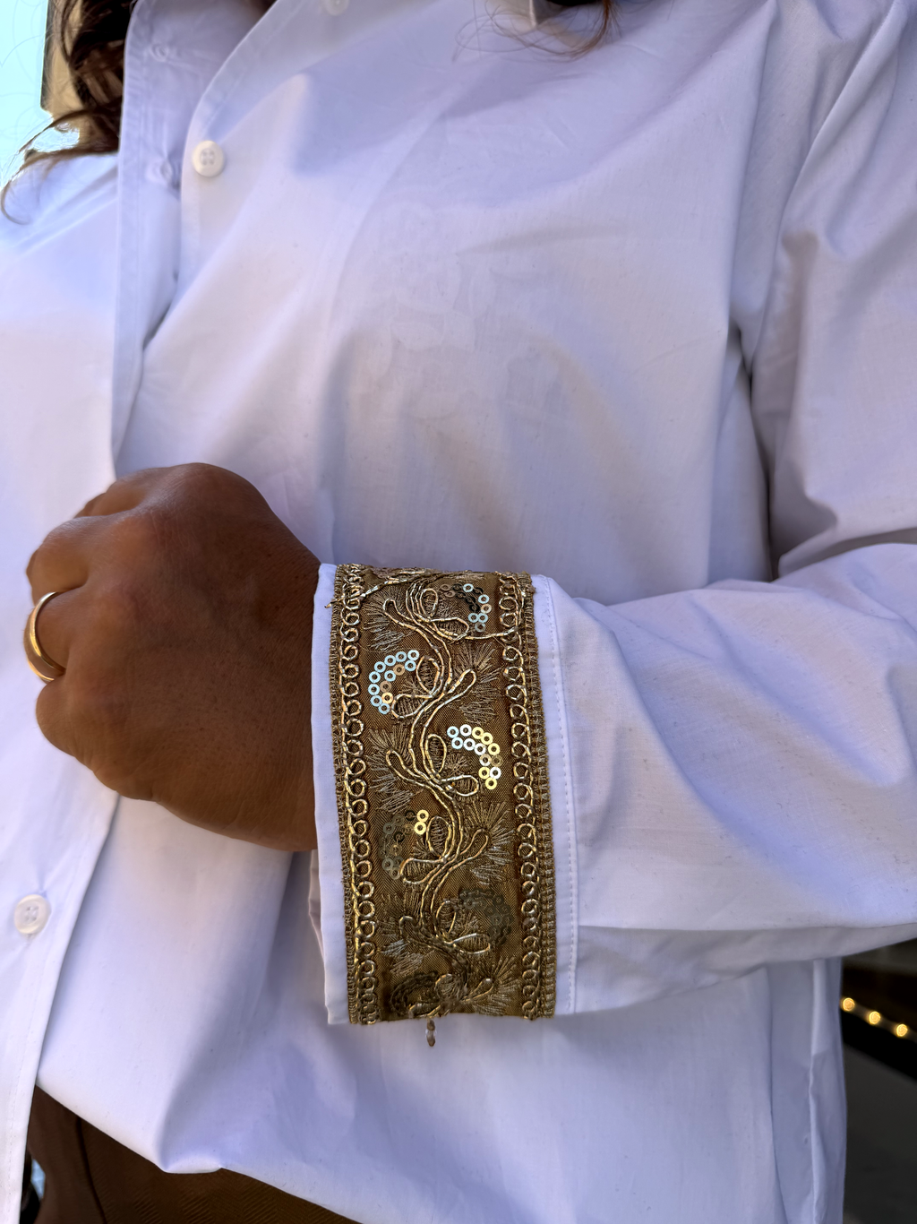 CAMICIA DAMASCO - Cotone e polsini oro