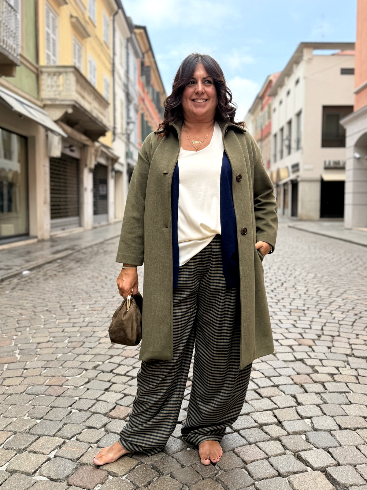 VITTORIO - Cappotto in tessuto alveare con cintura