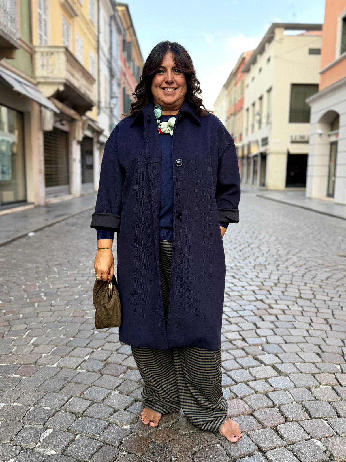 VITTORIO - Cappotto in tessuto alveare con cintura