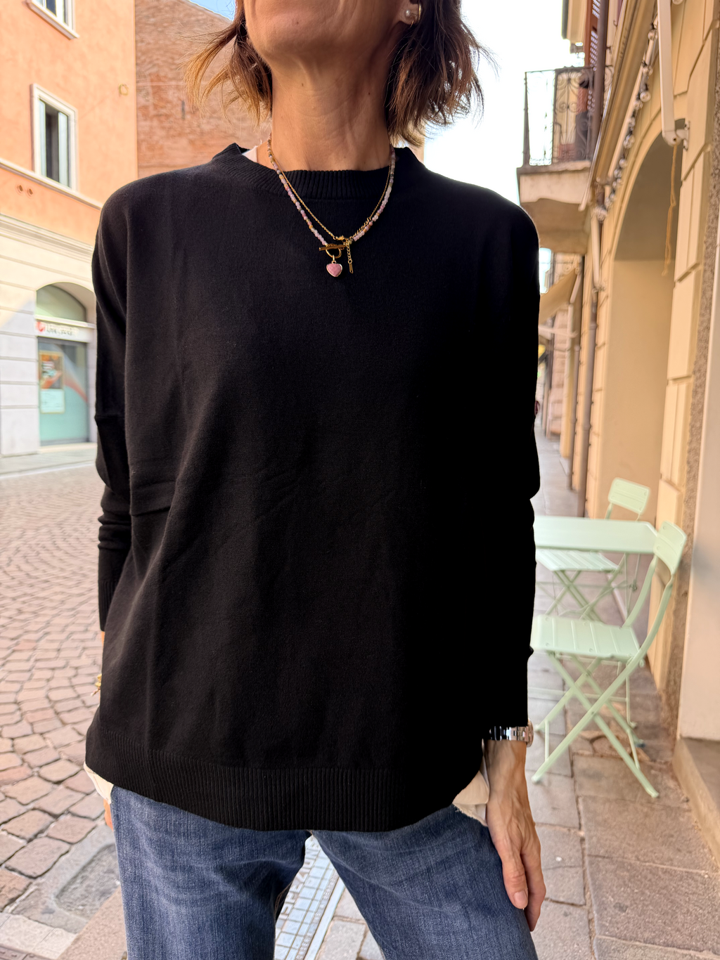 GIROCOLLO - Maglia in viscosa primo peso