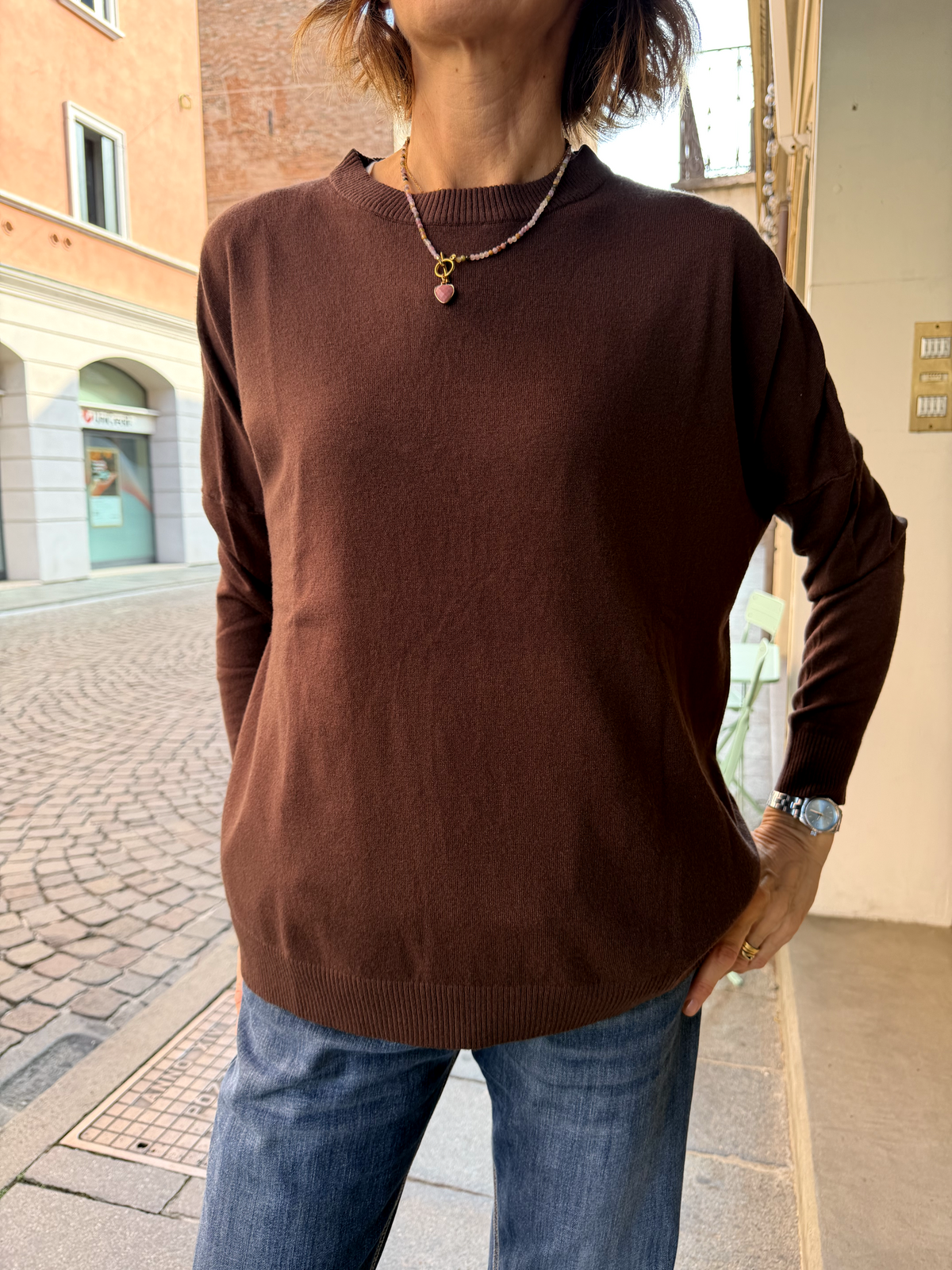 GIROCOLLO - Maglia in viscosa primo peso