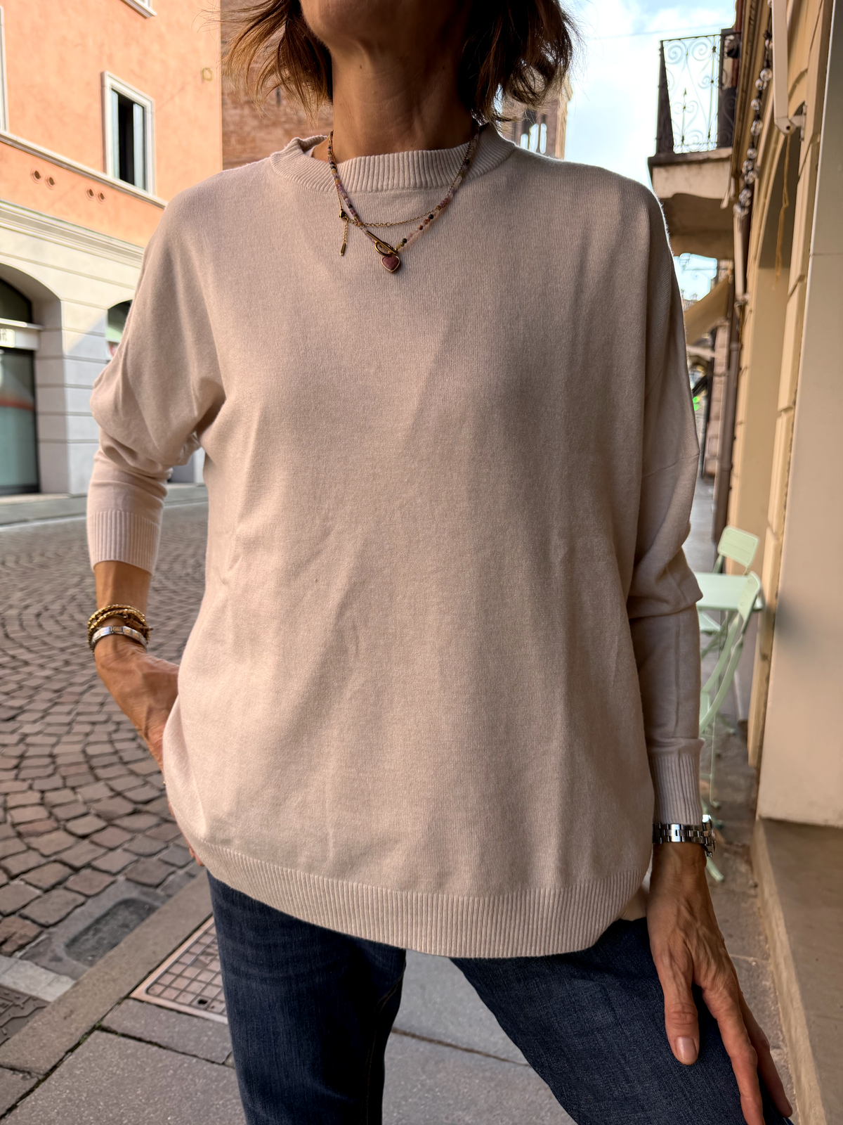 GIROCOLLO - Maglia in viscosa primo peso