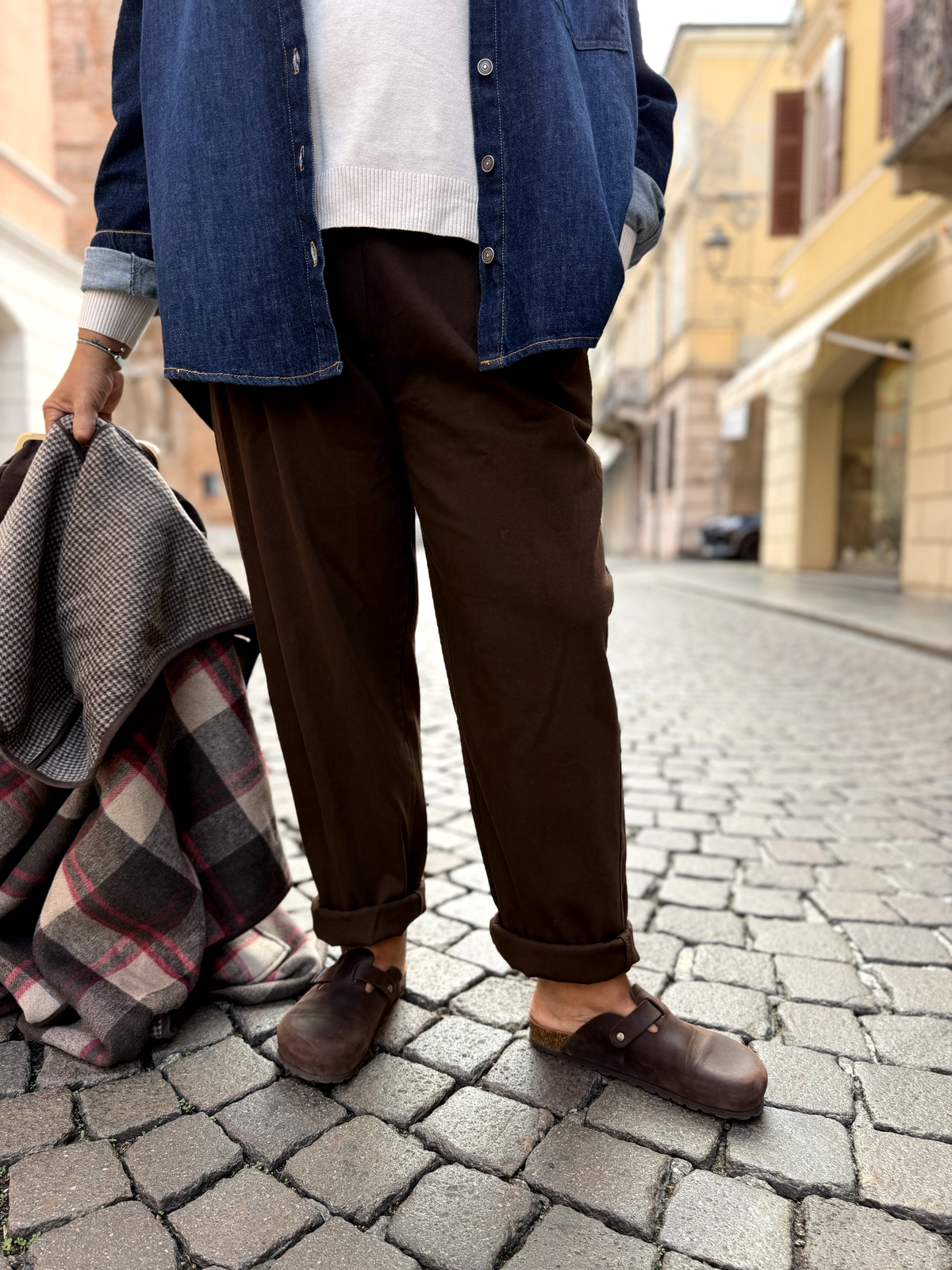 OVETTO - Pantaloni in caldo cotone con cintura in corda