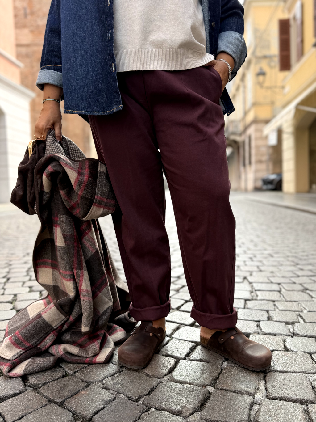 OVETTO - Pantaloni in caldo cotone con cintura in corda