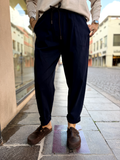 OVETTO - Pantaloni in caldo cotone con cintura in corda
