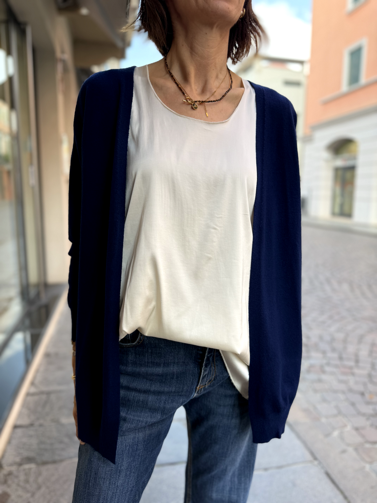 CARDIGAN - Viscosa primo peso a taglio vivo