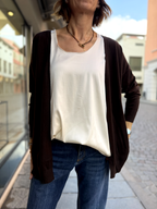 CARDIGAN - Viscosa primo peso a taglio vivo