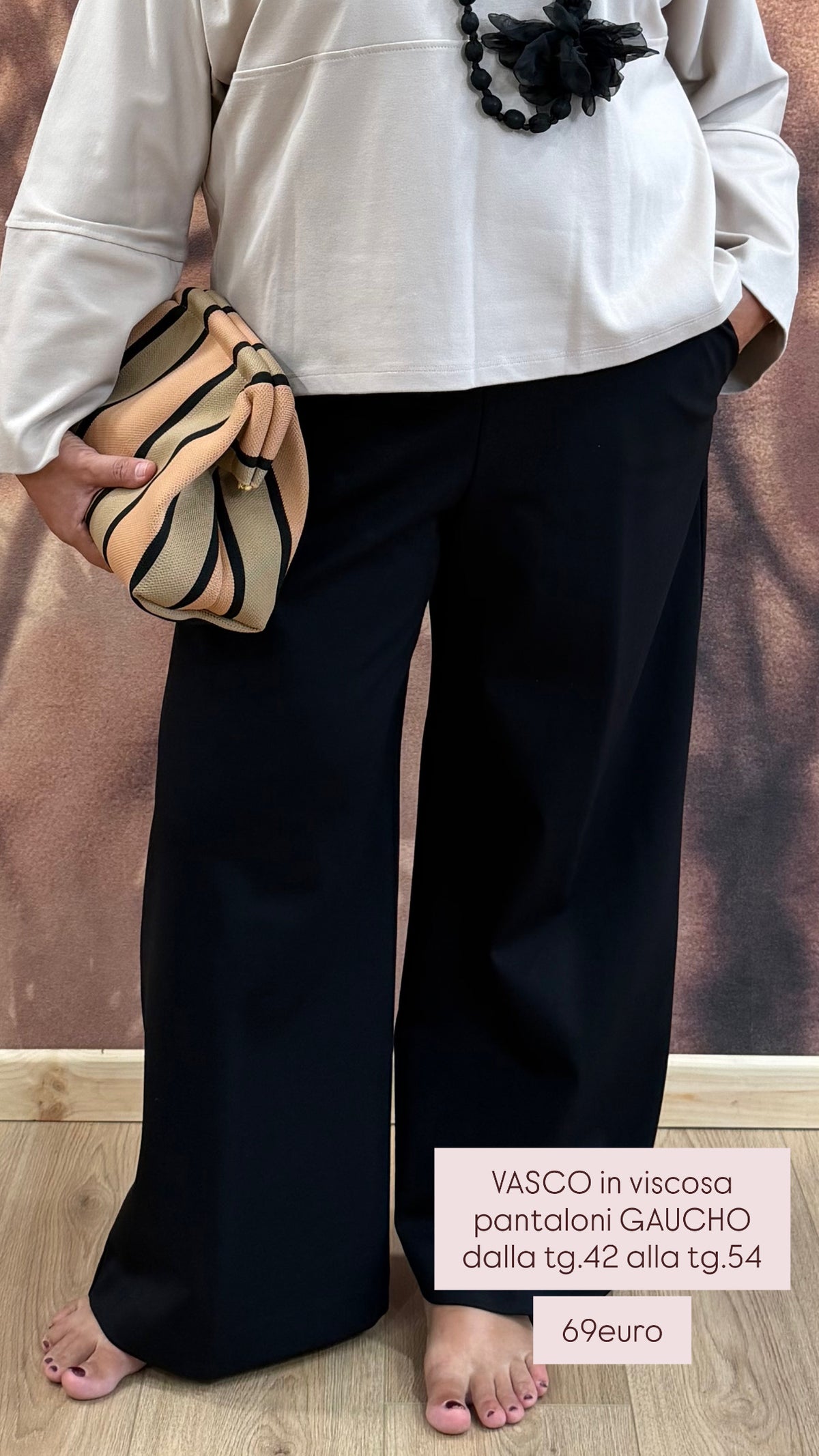 VASCO - Pantalone Gaucho Punto Milano Nero